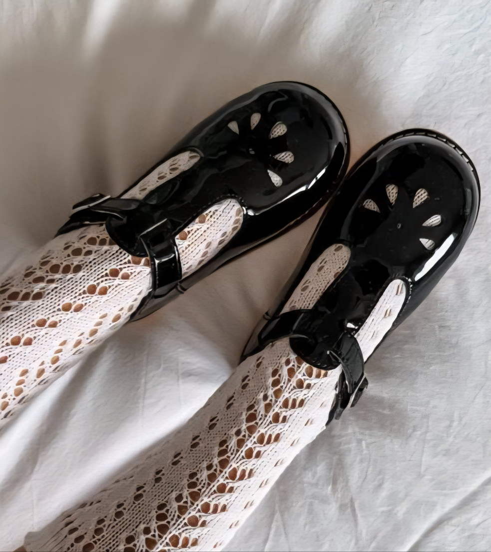 Chloe T Bars - Black Patent (Velcro Strap)