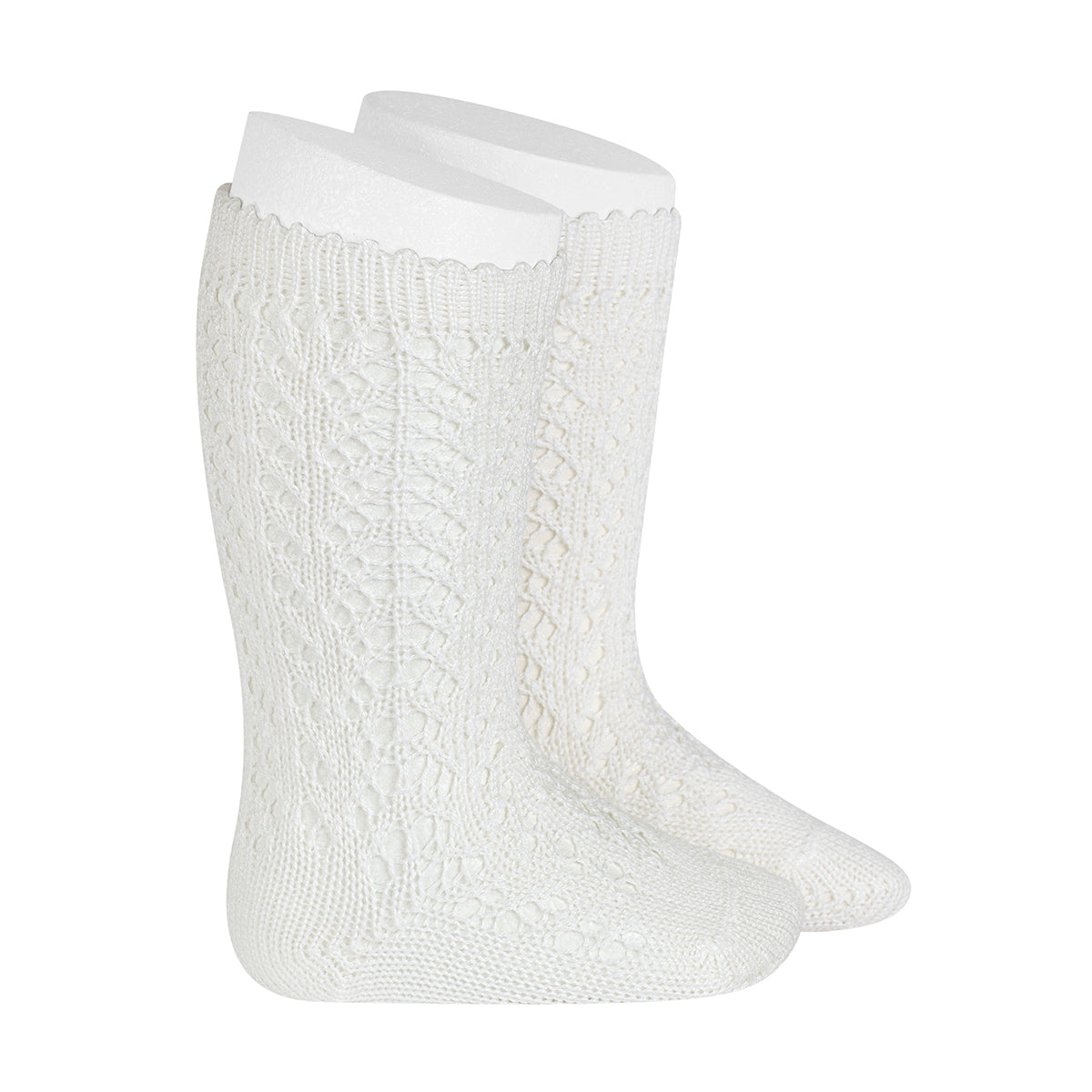 Condor Perle Openwork Knee High Socks - Cream