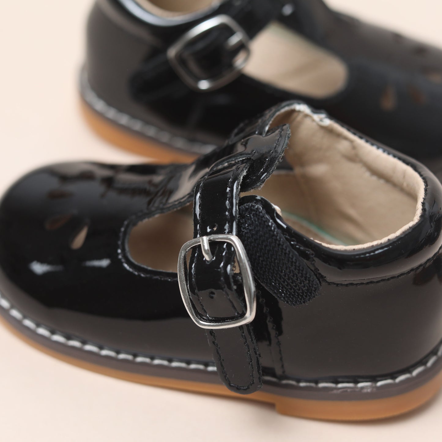 Chloe T Bars - Black Patent (Velcro Strap)