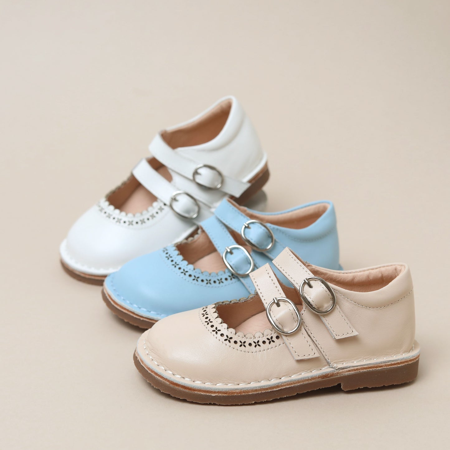 Double Strap Mary Jane - White