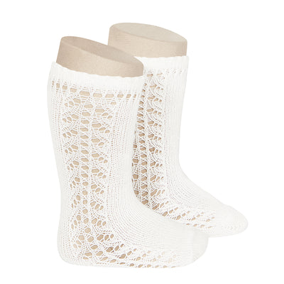 Warm Cotton Knee Socks - Cream