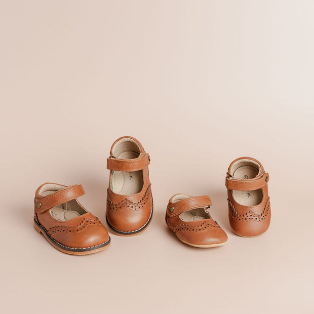 Brogue Mary Janes - Tan