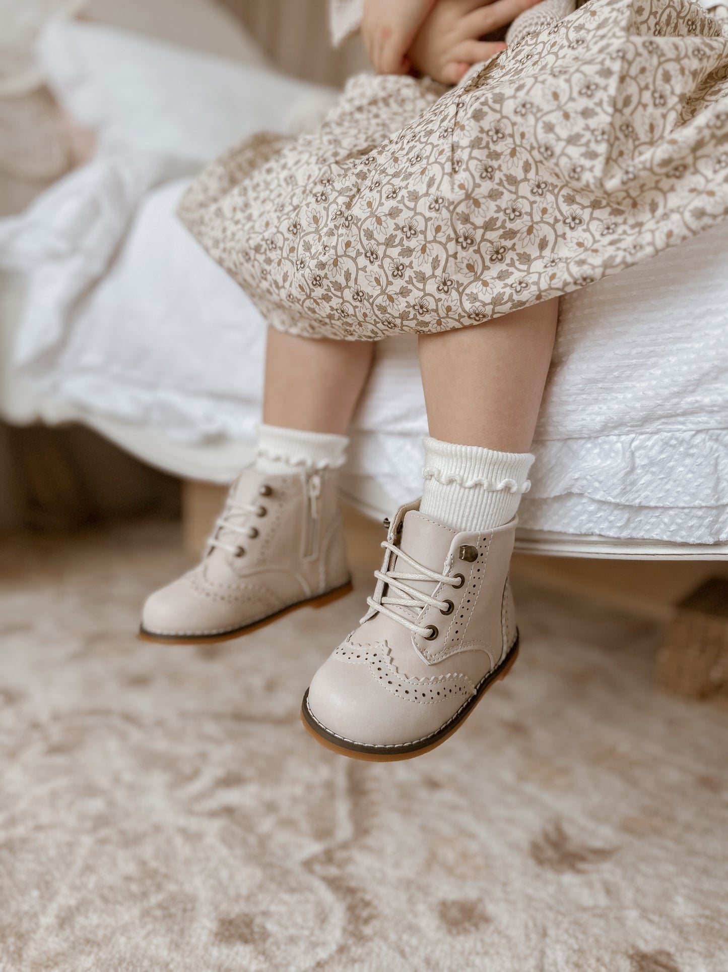 Brogue Boots - Light Nude