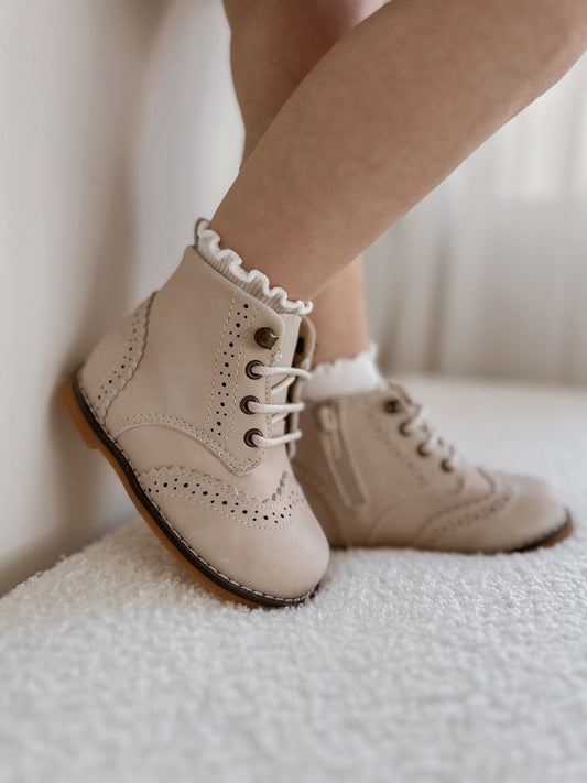 Brogue Boots - Light Nude
