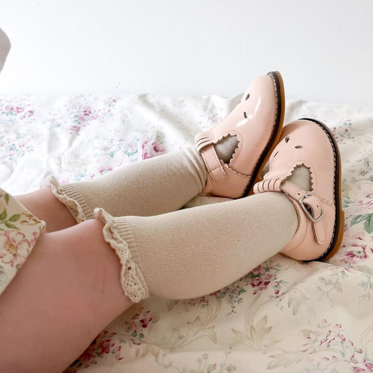 Scallop T Bars - Patent Hint Of Pink