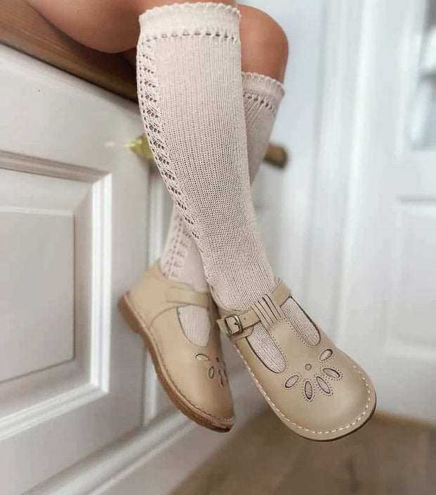 Warm Cotton Knee Socks - Linen