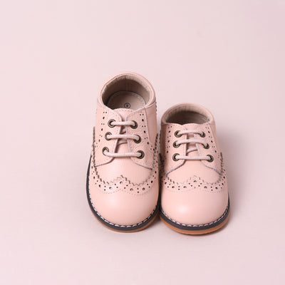 Lace Brogue Shoes - Nude