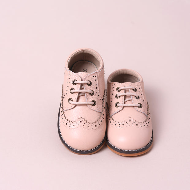 Lace Brogue Shoes - Nude
