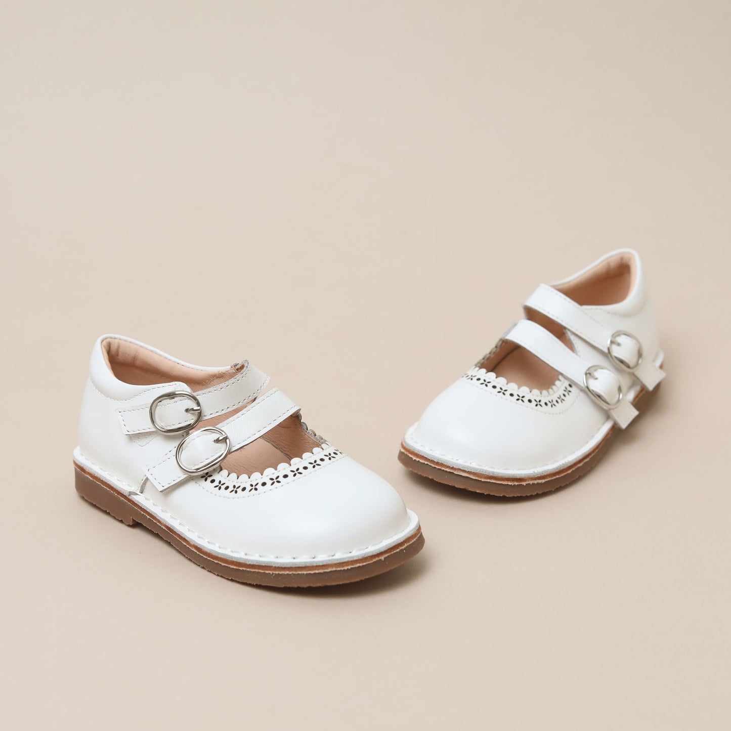 Double Strap Mary Jane - White