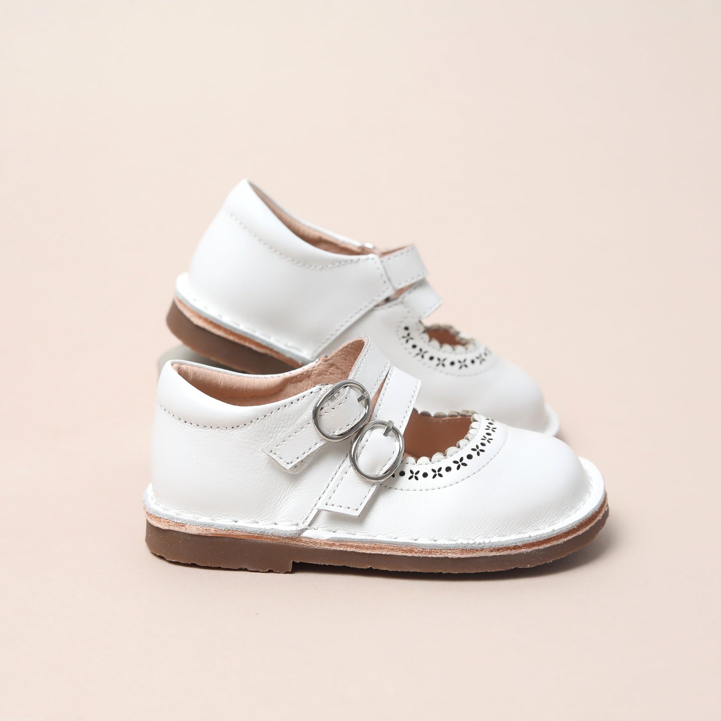 Double Strap Mary Jane - White