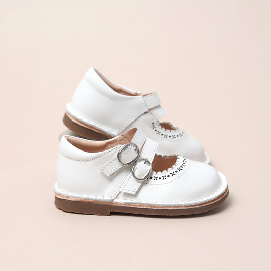 Double Strap Mary Jane - White