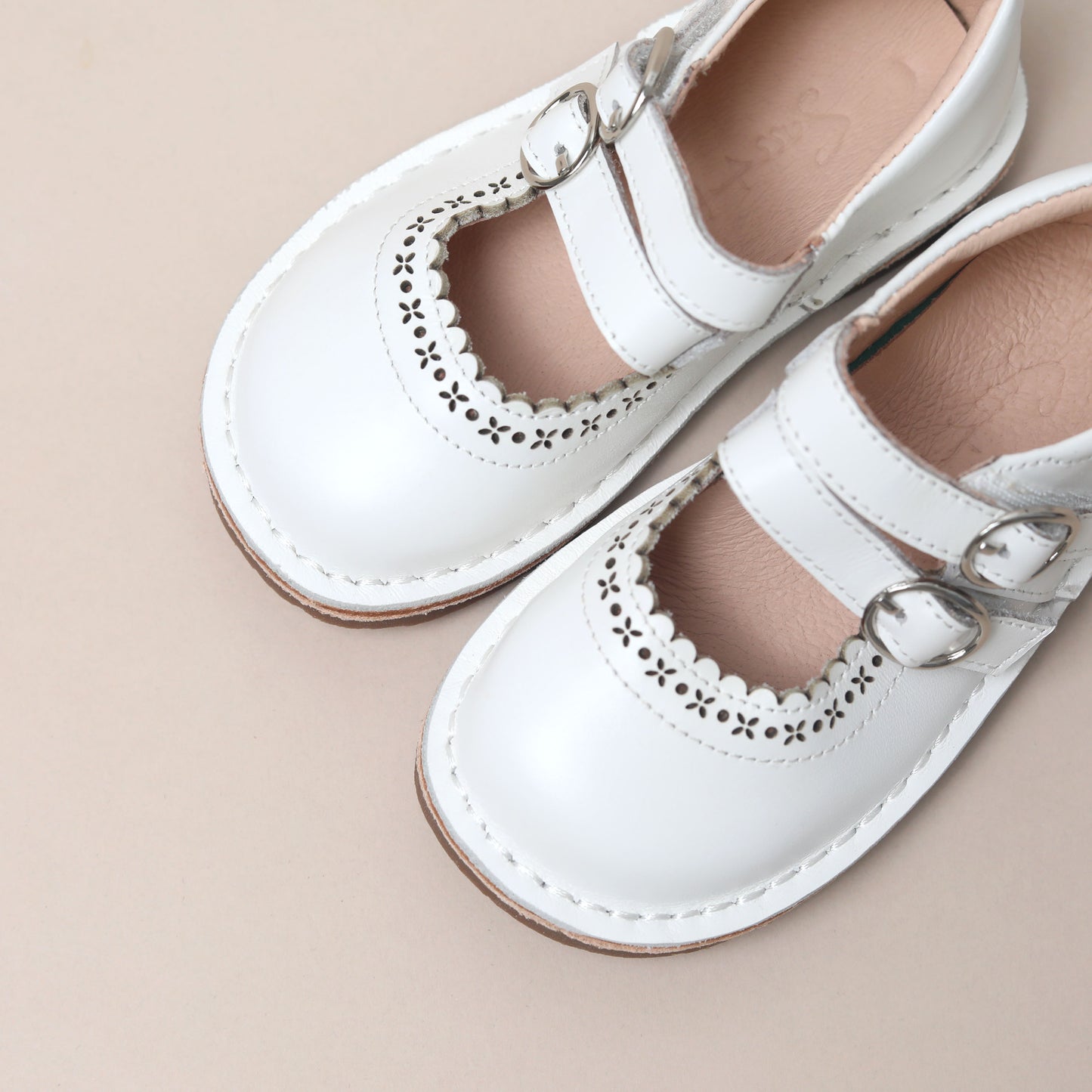 Double Strap Mary Jane - White