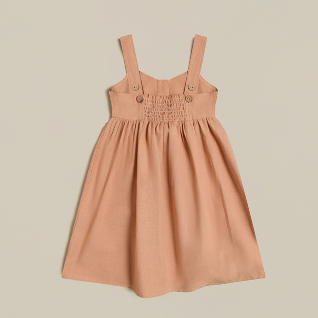 'Noelle' Linen Peach Dress