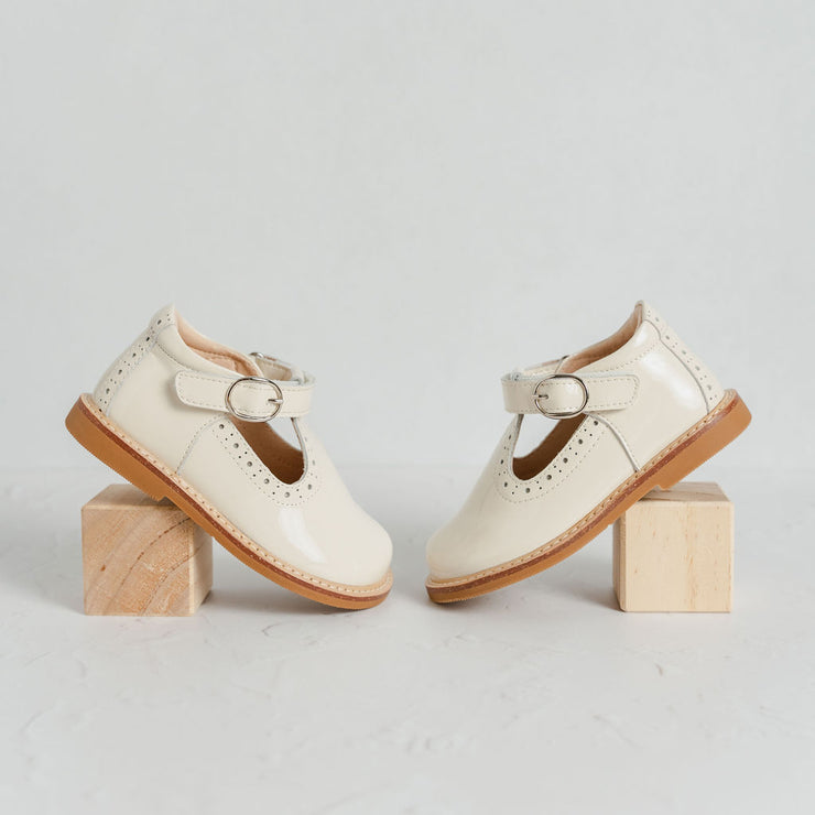 Brogue T Bars - Nude Patent