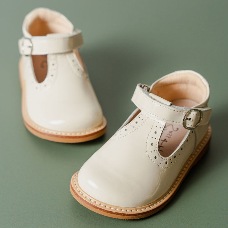 Brogue T Bars - Nude Patent
