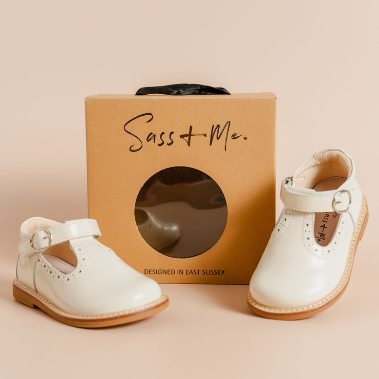 Brogue T Bars - Nude Patent