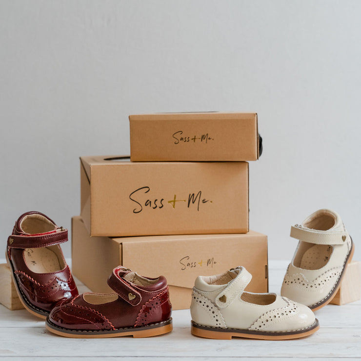Brogue Mary Janes - Winterberry Red