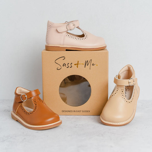 Brogue T Bars - Latte