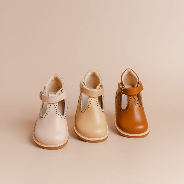 Brogue T Bars - Latte