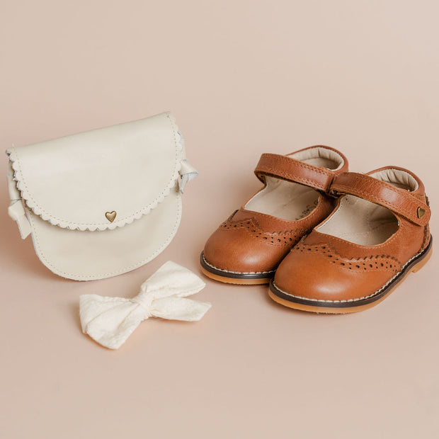 Brogue Mary Janes - Tan