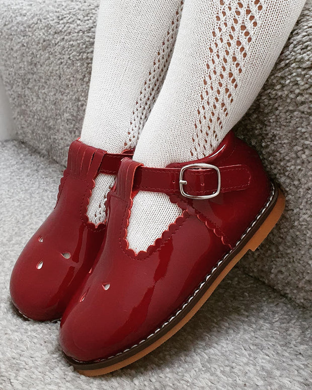 Scallop T Bars - Burgundy Red