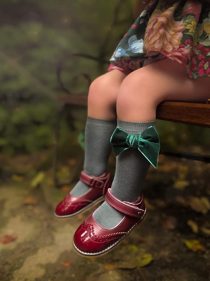 Brogue Mary Janes - Winterberry Red